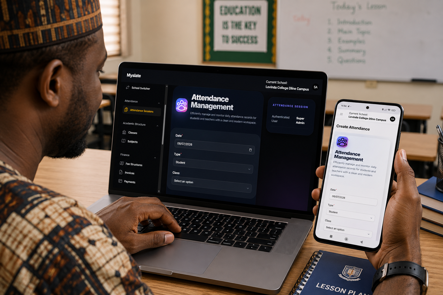 School management software dashboard